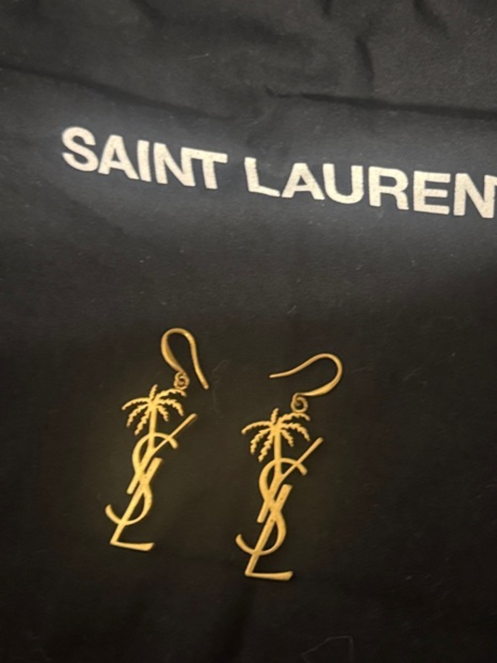 YSL palm tree earrings tropical gold